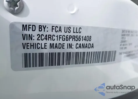 2023 Chrysler Pacifica Touring из США, поврежденный, VIN 2C4RC1FG6PR561408